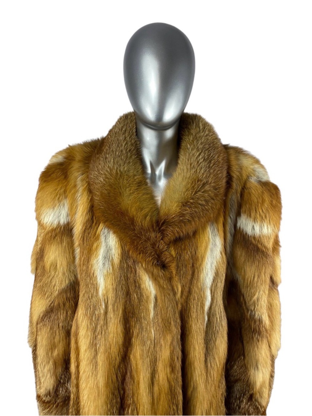 RED FOX 7/8 Coat, Plus Size 2XL, Made in Paris, Certified Vintage Fur w/St Bag